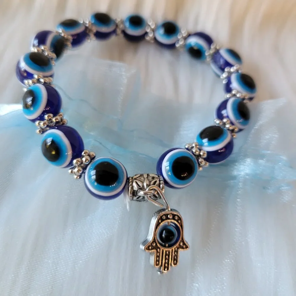Evil Eye Hamsa Hand Beaded Bracelet